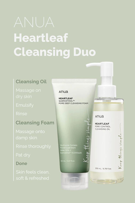 Anua Double Cleansing Set – Korean Heartleaf Cleansing Duo